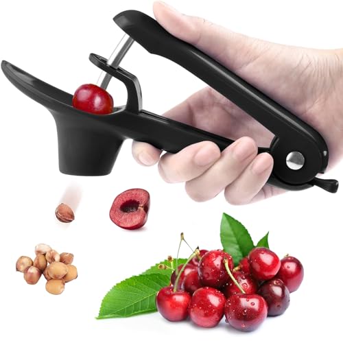 Cherry & Olive Pitting Tool with Stone Remover (Black) - UK