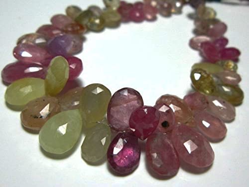 Saphir naturel africain AA briolette poire facettée en fil de 7 pouces pour bijoux DIY