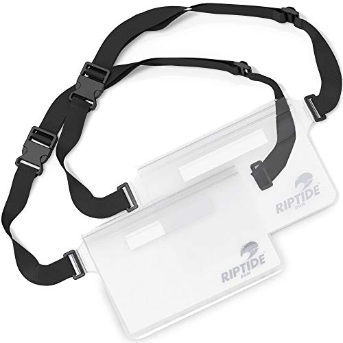 Riptide Waterproof Fanny Pack Pouch (2 Pack) for Men & Women Dry Bag Water Resistant with Adjustable Waist Strap - Protects Valuables at Water Sports (White)