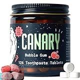 Canary Nano Hydroxyapatite Toothpaste Tablets Bubble Gum - Remineralizing, Fluoride Free, All Natural Tabs with Xylitol - Great for Kids, Plastic Free - 126 Count