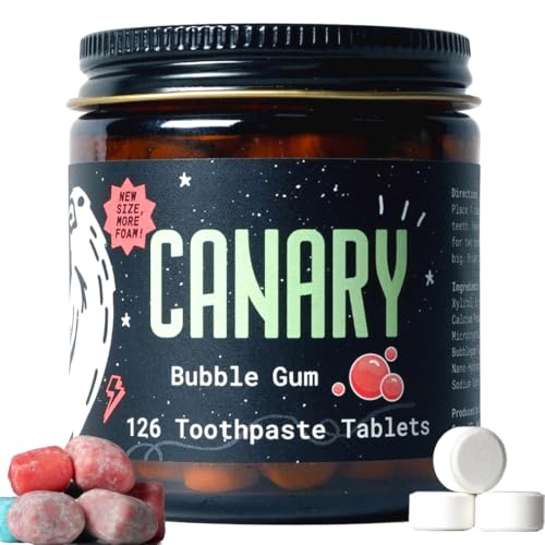 Canary Nano Hydroxyapatite Toothpaste Tablets Bubble Gum - Remineralizing, Fluoride Free, All Natural Tabs with Xylitol - Great for Kids, Plastic Free - 126 Count