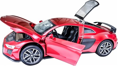 Image of Die-Cast Model Car, 1:32 Scale, Black with Gold Accentsband Hood Pull Back Super Car with Openable Doors Sound and Light for Birthdays Gift Party Decorations (Audi 1:32)