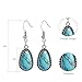 Teppdfann Turquoise Drop Dangle Earrings for Women – Silver Womens Dangle Earrings with Teardrop Turquoise Stone, Boho Western Jewelry for Gift
