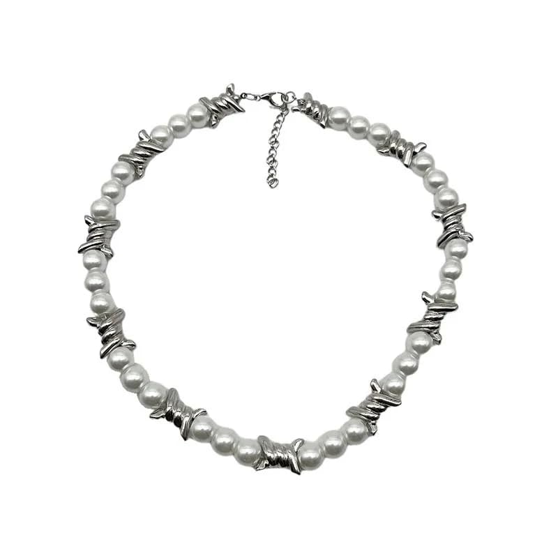 THE MEN THING TWISTED KNOT - Italian Styled Pearl with Twist Metal Knot Choker Necklaces for men and boys (20 Inch) (B0CPLSK6JJ) Amazon Price History, Amazon Price Tracker