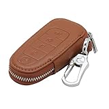 Artist Unknown Genuine Cow Leather Zipper Bag Holder for FORD LINCOLN Smart Remote Key Brown 5 Button