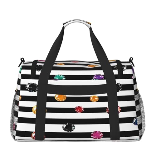 Duffle Bag Black White Stripes Colored Diamond Travel Duffel Bags for Men Women with Adjustable Strap Carry on Gym Bag Overnight Weekender Bag2
