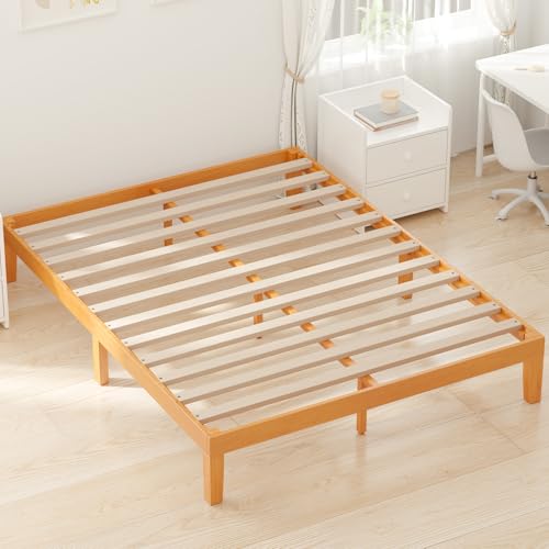 DUMOS Wood Bed Frame Queen Size, 12in Wooden Platform Bed Frame Mattress Foundation with Support...