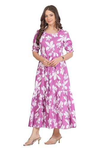 Image of Kuruti B Sheets Women's Cotton Floral Printed Regular Fit Anarkali Kurta for Women