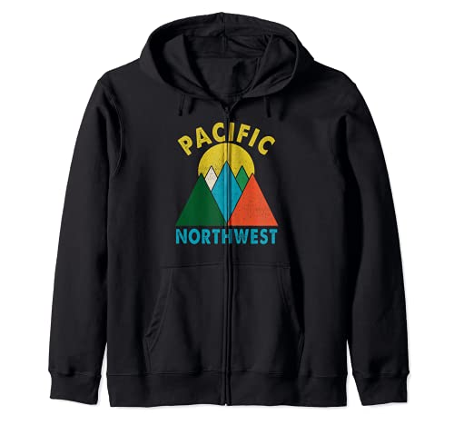 Pacific Northwest Vintage Montagne Escursioni Campeggio Felpa con Cappuccio
