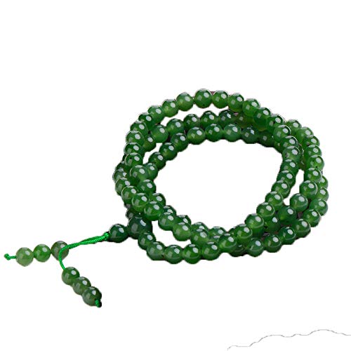 Bracelet vert en véritable jade de Hetian du Xinjiang perles 6mm de qualité supérieure