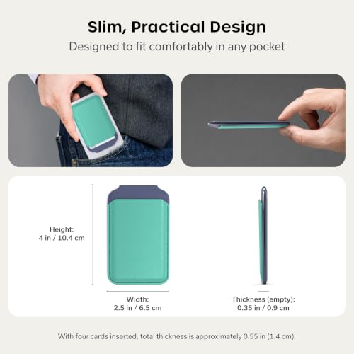 Image of Satechi Magnetic Magsafe Wallet, Double Flap Stand Card Holder, 4 Slots with Front NFC Pass-Through, Adjustable Phone Attachment for iPhone 17 /16 /15 /14 /13 /12, Travel Accessory - Aqua