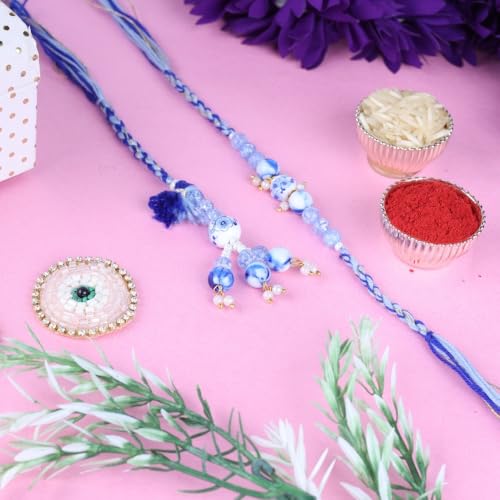 Image of Traditional Rakhi For Bhai- Bhabhi For Raksha Bandhan| Handcrafted Thread Bracelet For Brother| Indian Designer Rakhi for Bhaiya & Bhabhi Combo