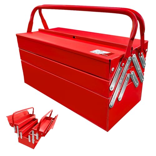 YATOINTO Metal Cantilever Tool Box 18 Inch, 3 Layers 5 Tray Portable Fold Out Tool Box Organizer Storage for Home Studio Auto Repair Factory 18