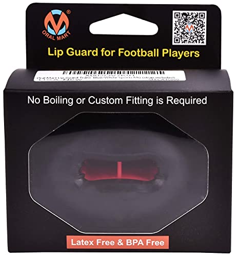 Oral Mart Red/Black Football Lip Guard - Lip Guard Mouthpiece | Lip Protector Mouthguard (Detachable Strap Included)
