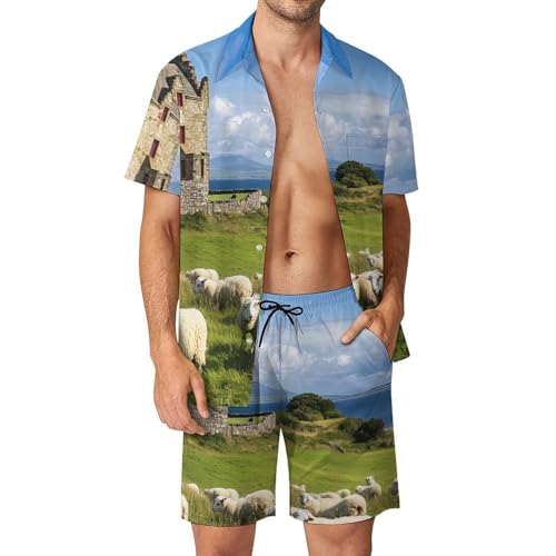 Camisa con botones y pantalones cortos cómodos: conjunto casual de 2 piezas para el calor
