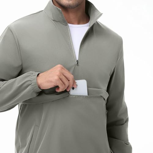 Image of EDITCOZY Men's Lightweight Quarter Zip Pullover Casual Windbreaker for Running Golf Jackets with 3 Pockets