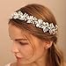 Jumwrit Serre-tête de mariée en forme de feuille avec strass et cristaux pour femme et fille - Accessoire de cheveux pour mariée ou demoiselle d'honneur