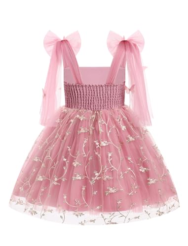 IMEKIS Toddler Girls Butterfly Floral Tulle Dress Formal Wedding Party Tutu Fairy Birthday Photo Shoot Outfit 1-6T2