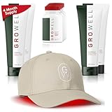 Apira Science Ultimate Hair Regrowth System for Women – GroWell FDA‑Cleared Red Light Therapy Laser Cap with 4‑Month Growth Kit Including Shampoo, Conditioner & Supplements for Denser, Fuller Hair