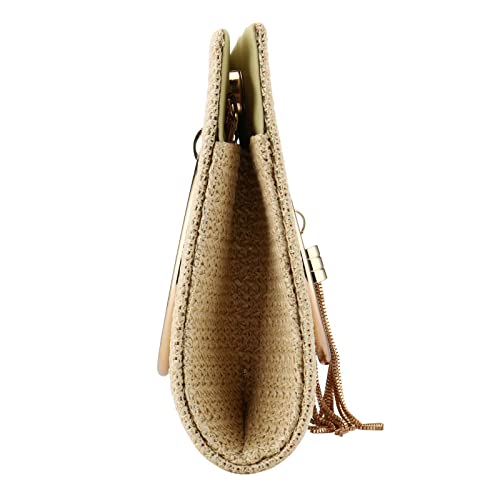 Women Straw Bag Crossbody Clutch Evening Clutch Purse Beach Shoulder Handbag (Yellow 02) #TOP3