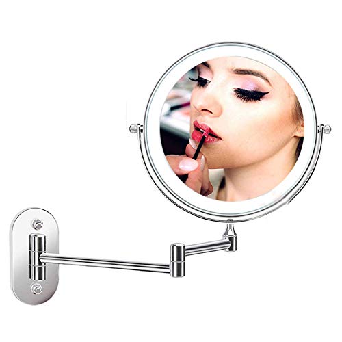 Espejo de maquillaje con luces LED antivaho y rotación USB para un afeitado preciso