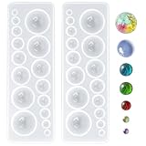 InnoHHustle 2 Pcs Cabochon Gem Silicone Mold, Cabochons for Jewelry Making Small Resin Molds Sphere Mold Round Silicone Molds Circle Silicone Mold Resin Jewelry Molds for Crafting Making Projects
