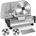 OSTBA Electric Meat Slicer with 200W DC Motor, 2 Removable 8.7” Stainless Steel Blades, Adjustable Thickness 0–15mm, Food Tray & Hand Grip, Deli Food Slicer for Meat, Cheese, Bread, Vegetables