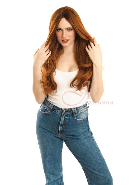 Miniatura 2 de JBEXTENSION NICOLE - Peluca de encaje frontal, pelucas largas y rizadas de cobre para mujer, pelucas sintéticas naturales para uso diario (pelucas