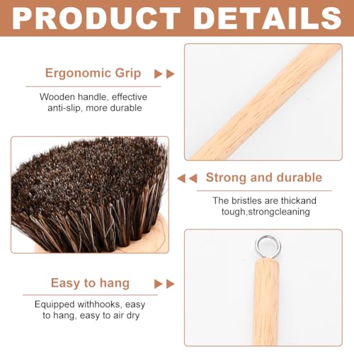 Image of Bamboo Dish Brush with Handle,Natural Kitchen Brushes with 3pcs Replacement Heads, Horsehair, Sisal, Palm,All Purpose Kitchen Scrub Brush,Fruit and Veggie Brush Scrubber