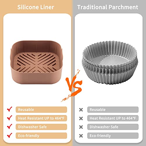 image for Eslotre Air Fryer Silicone Liners with Handle-2Pcs Air Fryer Silicone 