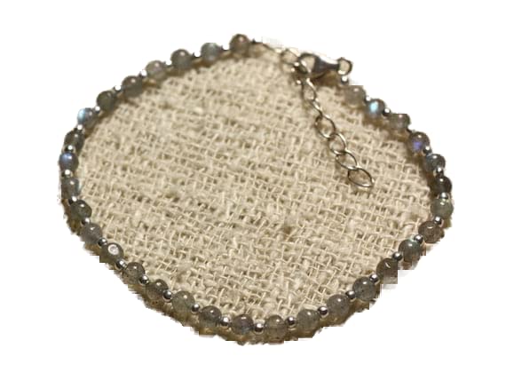 Labradorite 4mm bracelet en pierres naturelles polies et argent LKBEADS