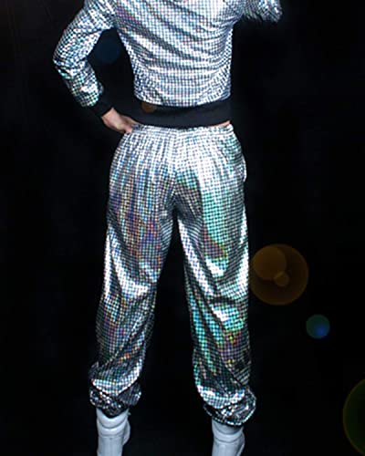 Anlydia Night Club Metallic Hologram Shiny Pants Party Trousers #TOP3