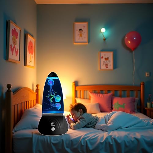Image of Lightahead Mini Jellyfish Sensory Aquarium Lamp with 7 Color Changing Effects. The Ultimate Sensory Synthetic Jelly Fish Tank Aquarium (Small).