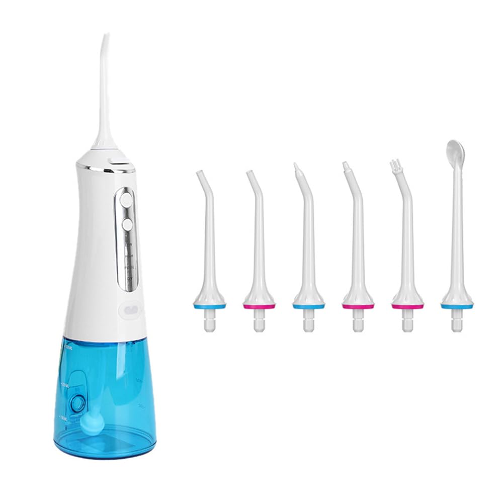 Irrigador Bucal Portátil Inalámbrico con 4 Modos Y 6 Boquillas De Chorro, Resistente Al Agua IPX7, Recargable.