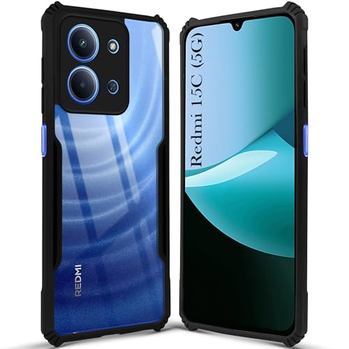 Image of Jkobi Hybrid Back Cover Case for Redmi 15C (Shockproof with Polycarbonate Clear Panel | Professional Black)