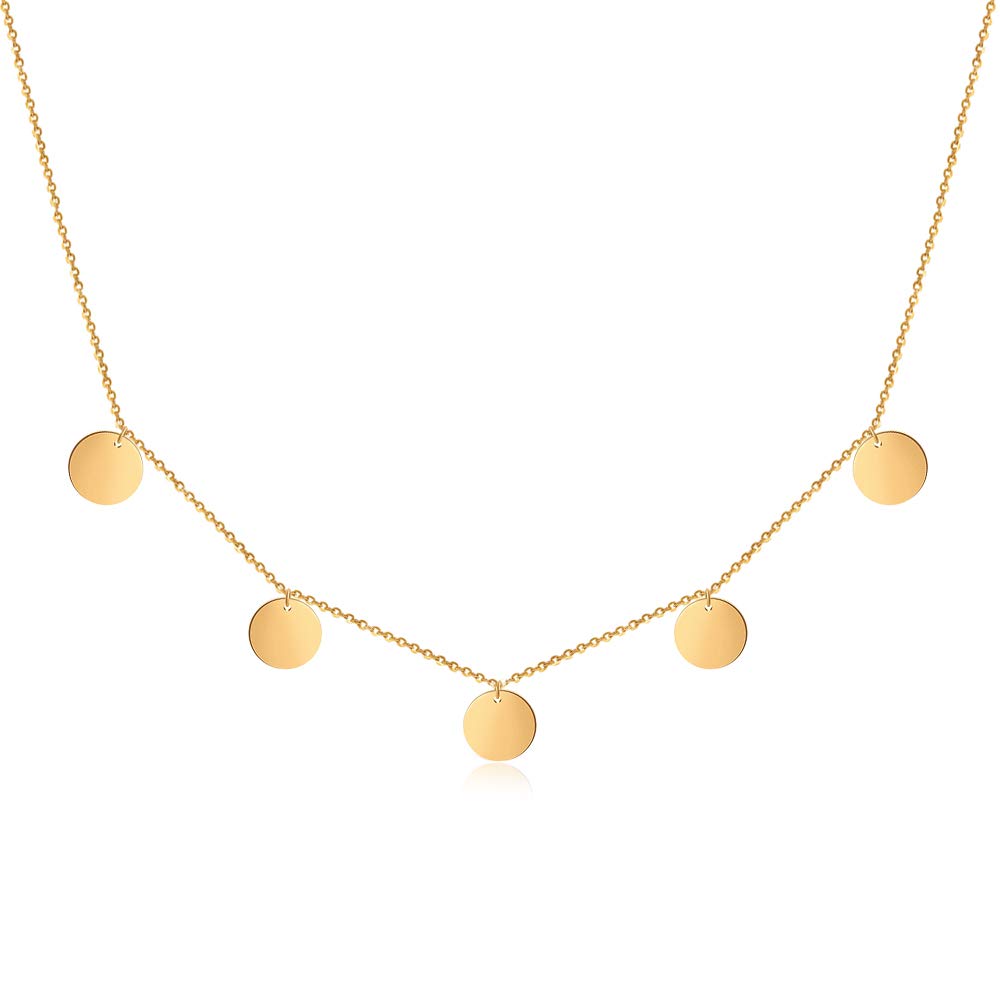 GD GOOD.designs Good.Designs Collar de monedas con placas para mujeres I Collar de monedas con 11 colgantes redondos I Collar de filigrana de acero inoxidable I Collar de placas para mujeres