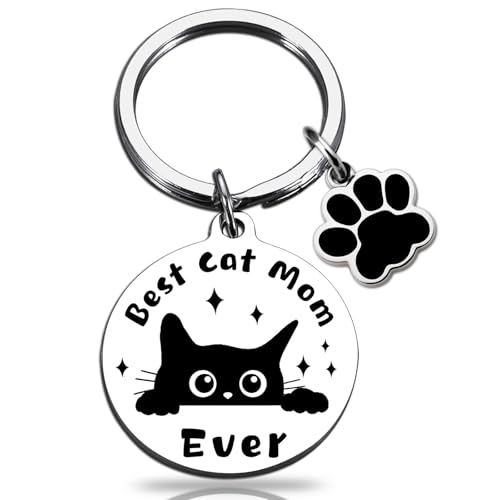 OEHEDOU Cat Mom Gifts For Women Girls Cats Lover Gifts For Women Cute Black Cat Keychain Gift For Cats Lovers For Female Kitty Themed Gift For Female Kitty Mom Birthday Items Mothers Day Funny