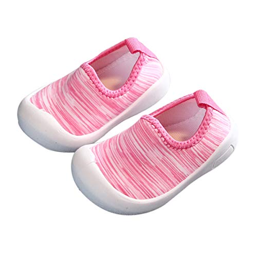 DEBAIJIA Zapatos para Niños 1-4T Bebés Caminata Zapatillas Niñas Suela Suave Malla Antideslizante TPR Material 27/28 EU Rosa (Tamaño Etiqueta 23) (XBX21-BT-TJ-PK-23M)