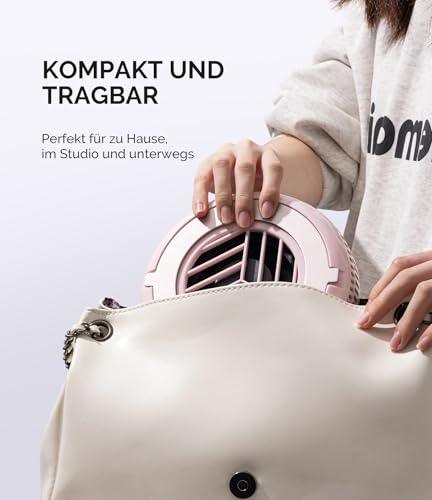 MelodySusie Pocket Nagelstaubsauger HProA, 6000RPM Leistungsstarke Staubabsaugung Nägel für Maniküre, Kompakter Nagelschleifstaub-Absauger mit 30 Wiederverwendbarem Filter für DIY & Studio, Rosa