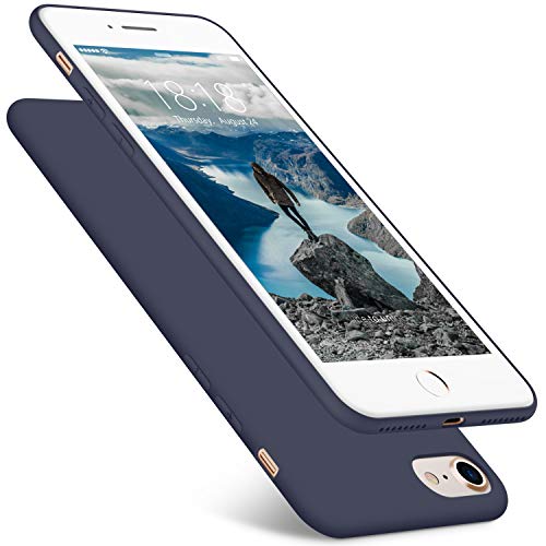 DTTO Case for iPhone 7 and iPhone 8, 4.7inch, [Romance Series] Liquid Silicone Gel Rubber Shock-Absorption Bumper Cover, Anti-Scratch Back, Midnight Blue