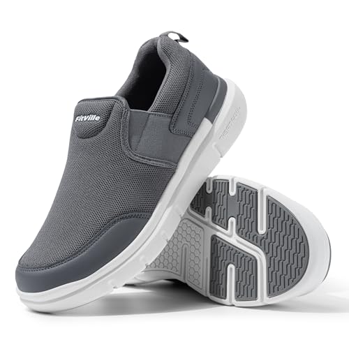 FitVille Men's Extra Wide Slip on Walking Shoes, Lightweight Non-Slip Breathable Casual Loafers for Standing All Day Deep Grey by FitVille - Used condition - Image 7