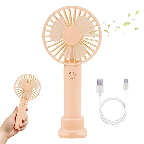 Jsdoin handheld fan, portable fan charging 1200mAh, 3-speed, mini handheld fan deck fan, USB rechargeable silent portable fan, suitable for indoor and outdoor sports - pink