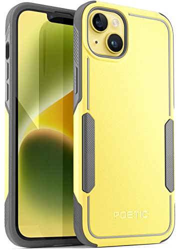 Coque iPhone 14 Plus robuste anti-chute Poetic Neon double couche fine de protection jaune