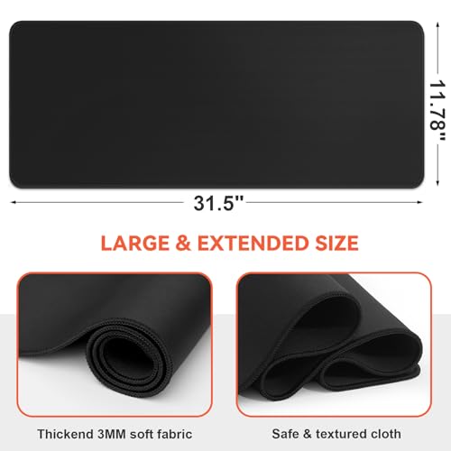 DIGSOM Mouse Pad Gaming Mousepad 31.5 x 11.8in Large Mouse Pad for Keyboard and Mouse with Anti-Slip Rubber Base, Keyboard Pad XL Mouse Mat for Home and Office - Image 3