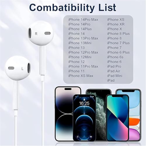 2 Packs- Wired Headphones for iPhone Earbuds Constructed-in Microphone & Quantity Management Nosie Discount Headsets Suitable with iPhone 14/13/12/11/XR/XS/X/8/7/SE/Professional/Professional Max/Help All iOS System - Image 3