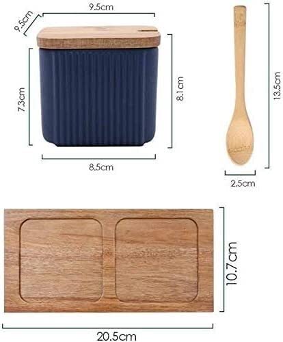 Pojemnik na przyprawy, ceramiczny zbiornik na przyprawy w stylu nordyckim, butelka oleju, zestaw do solniczki kuchennej, lekkie, matowe pudełko na przyprawy, pokrywa z drewna akacjowego (kolor: biały,