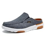 XPACS Mens Supportive Slip-On Slippers with Eva Rubber Sole, Comfort Orthotic Work Shoes for Foot and Heel Pain Relief, Non Slip Walking Slippers for Hanging Out Denim Size 13.5