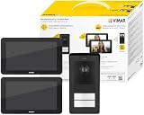 Vimar K42966 Kit videocitofonico da parete 2 videocitofoni touch vivavoce Wi-Fi a colori LCD 7" 1 targa audiovideo 2 pulsanti 2 alimentatori 24 Vdc 1A spine intercambiabili EU/UK/US/AU, staffe, nero