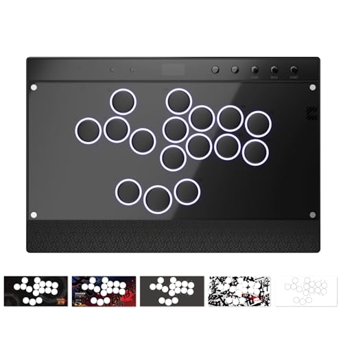 Haute42 - Controlador sin palanca para juegos de arcade: serie magnética desmontable C16 - Base de aleación de aluminio con panel acrílico - Reposamuñecas grabado con láser - Controlador RGB