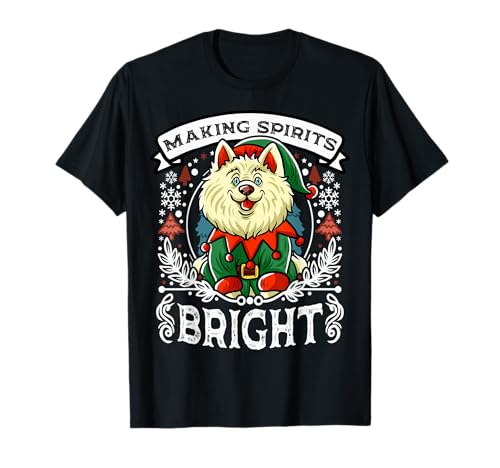 Samoyed Spirits Bright Christmas Dog Camiseta